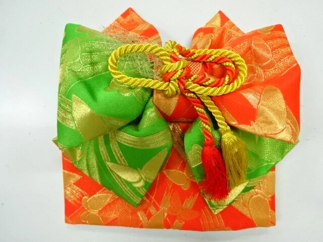 35428# Japanese Kimono / Ribbon Tsukuri Obi For Girls / Woven Butterfly