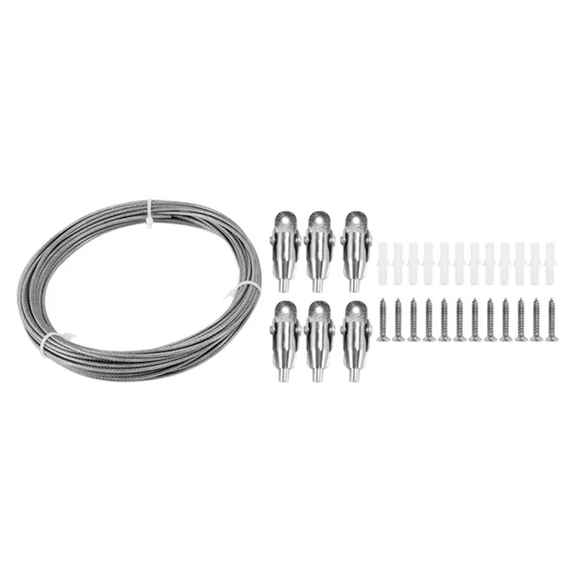10M STAINLESS STEEL Wire Rope PVC Coated Steel Cable Adjustable Curtain ...