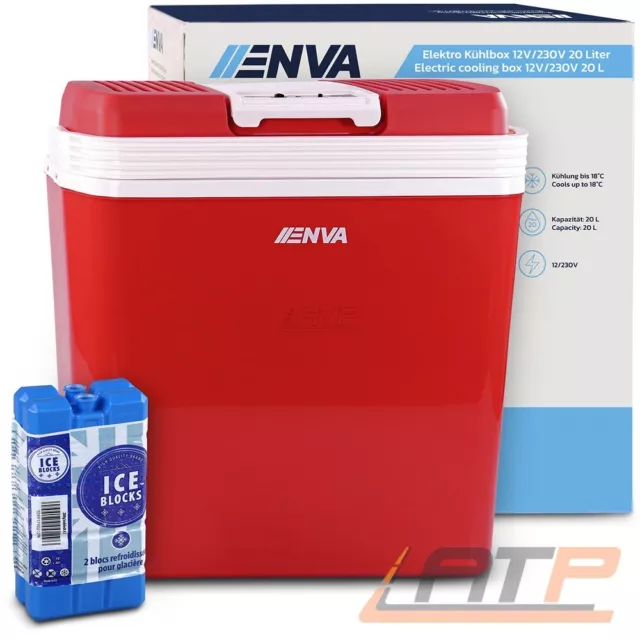 Enva 20L Kühlbox 12V 230V Auto Thermoelektrische Warmhaltebox Kühlschrank
