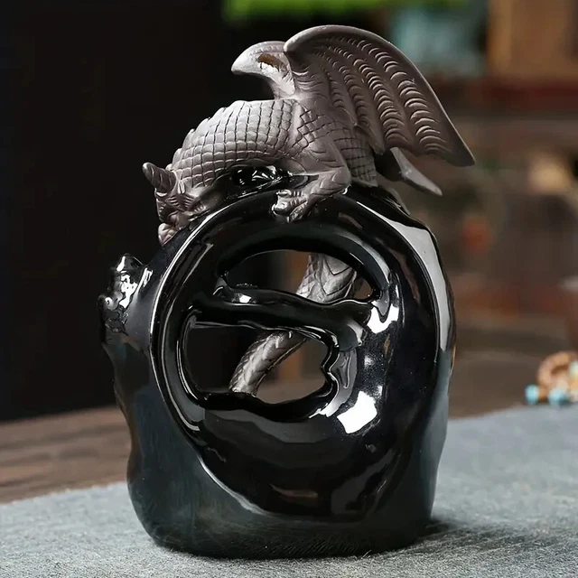 60 Unique Scents in a Creative Black Pterodactyl Waterfall Reflux Incense Burner