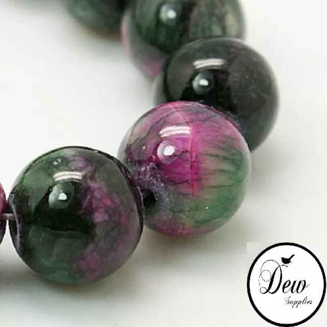 50 x Natural Jade Bead Strand Dyed - Stone 8mm Green pink DIY Jewelry