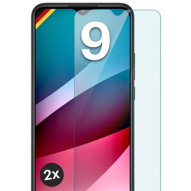 2x Echt Glas für Xiaomi Redmi 9 Panzerfolie HD Hartglas Premium Displayschutz