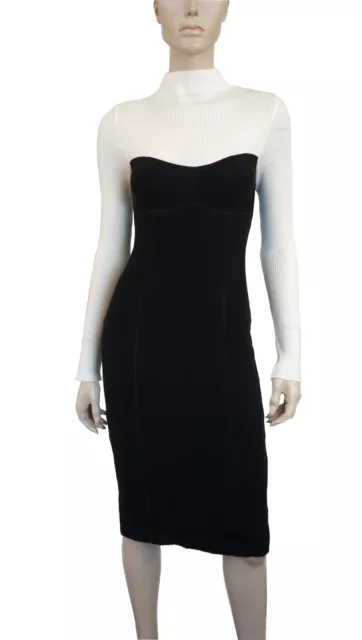 THEORY Black Ivory Ribbed Bustier Seam Dress S NEW WITH TAGS