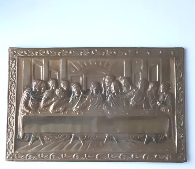 Vintage Relief Brass Wall Plaque Jesus The Last Supper Holy Religious