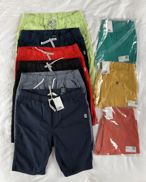 ENORME pacchetto 9 paia ALCUNI NUOVI pantaloncini estivi colorati H&M età 14 anni ragazzi/ragazze
