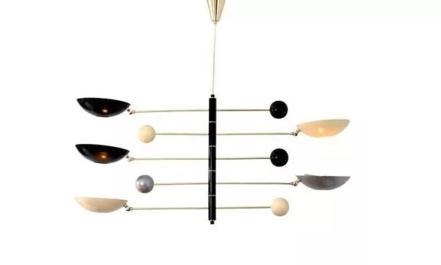 5 light Pendant Mid Century Modern Raw Brass Sputnik chandelier light Fixture