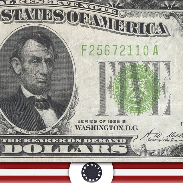 1928-B $5 ATLANTA FRN Federal Reserve Note LIGHT GREEN SEAL Fr 1952-F LGS 72110