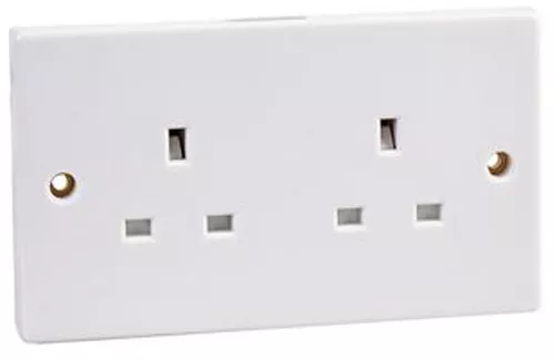 13A White Plastic Single Double Mains Wall Socket Plug Outlet Switch Switched A 2