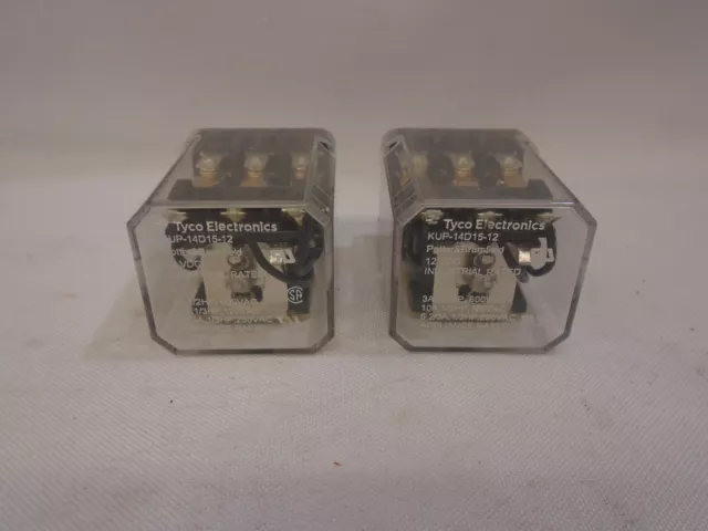 (Lot Of 2) Potter & Brumfield / Tyco Kup-14D15-12 General Purpose Relay 12Vdc