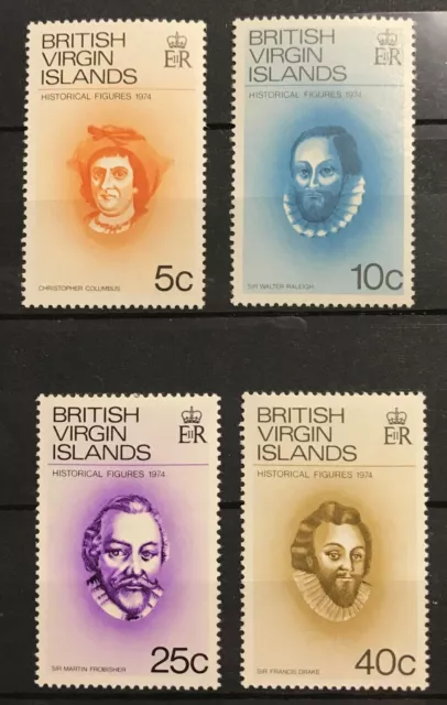 British Virgin Islands. 1974 Historical Figures Set Nhm Sg 312-315