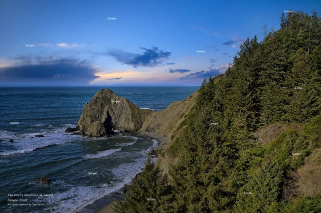 Oregon Pacific Coast Devil's Backbone Sunset Landscape Poster Photo Print OC30
