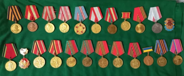 Collection ORIGINAL Veteran WW2 Set of 23 USSR Soviet Military Medal Ukraine