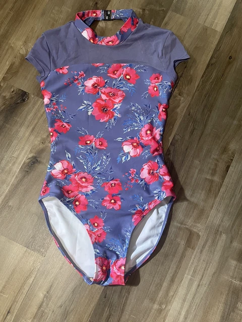CHIC BALLET DANCEWEAR LEOTARD floral mesh cap sleeve adult small AS