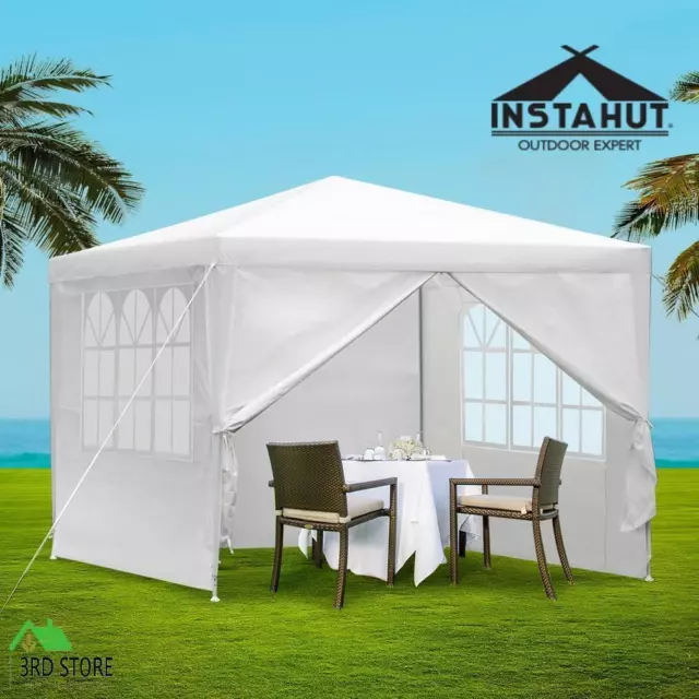 Instahut Gazebo 3x3 Outdoor Marquee Gazebos Wedding Party Camping Tent 4 Wall Pa