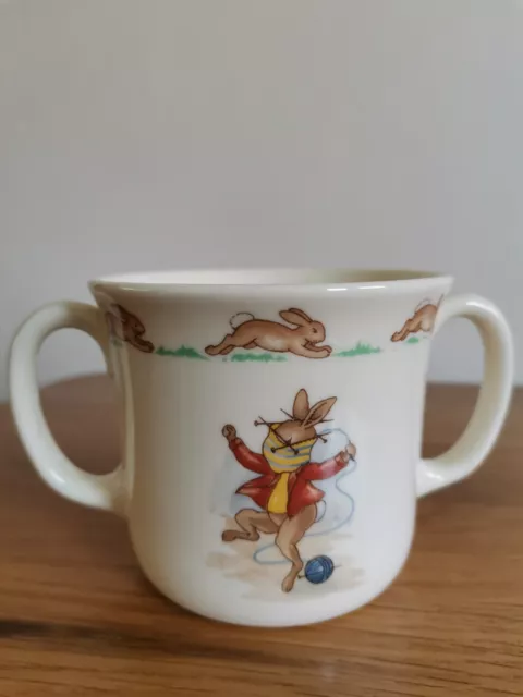 Royal Doulton 'Bunnykins' Two Handled Mug. Bone China Vintage Christening Cup 2