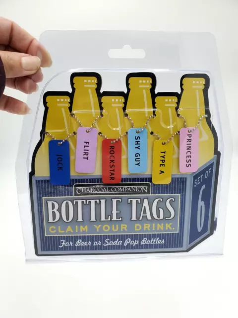 Charcoal Companion Bottle Tags Set of 6 Beer or Soda Bottles Claim Your Drink