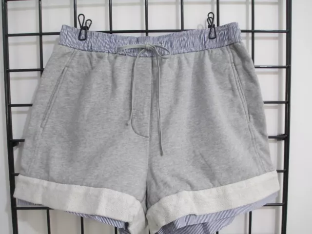 3:1 Phillip Lim  🌸 Large==Gray Sweat Shorts With Blue Striped Liner / Shorts