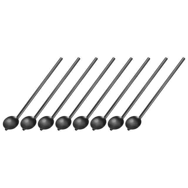 8Pcs 7.5" Stainless Steel Spoon Straw Reusable Long Handle Straw Spoon Black