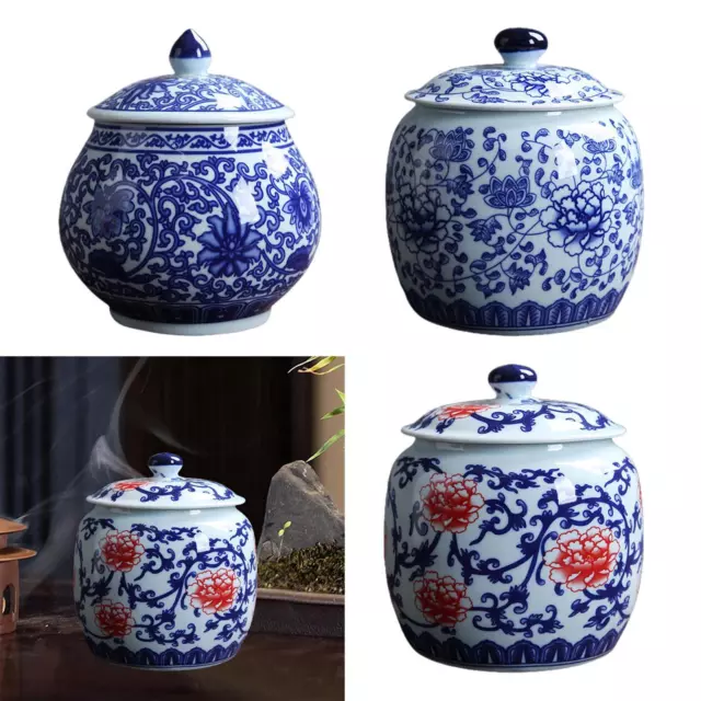 Chinese Blue and White Porcelain Ginger Jar Elegant Tea Storage Jar with Lid