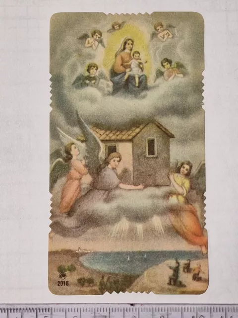 Santino Holy Card fustellato Madonna col Bambino in cielo casa AR2016 ZA1042 ^