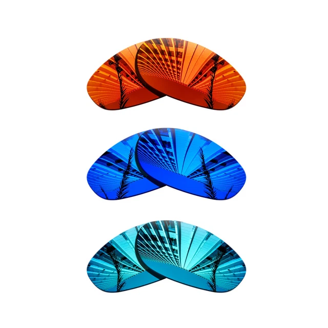 3Pairs Polarized Lenses Replacement For-Oakley Monster Dog-Purple Blue+Blue+Red