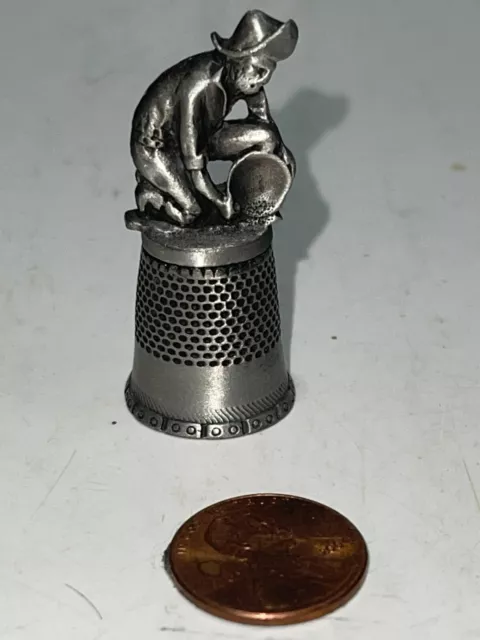 Vintage Pewter Signed Fort 1979 Collectible Sewing Thimble
