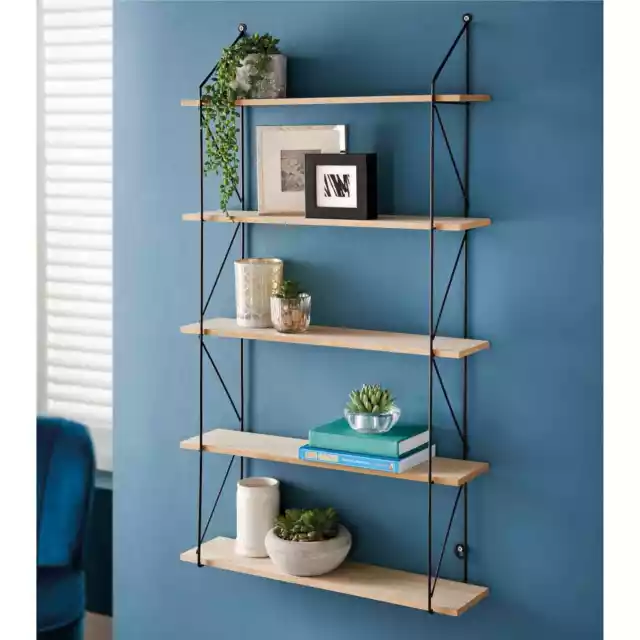 5 Tier Metal Wire Wall Floating Shelves Decoration Storage Shelf Living Room