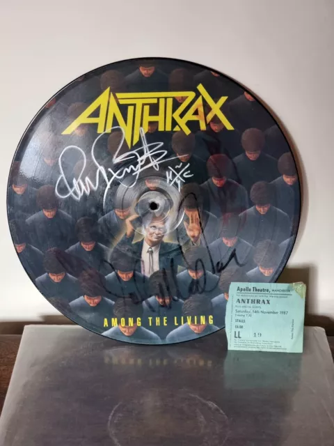 Anthrax - Autographed 'Among The Living' - Vinyl Picture Disc - With Gig Ticket