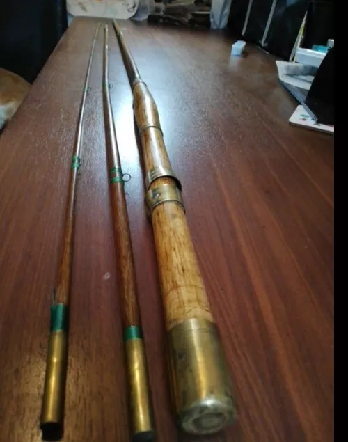 GREENHEART SALMON FLY Rod HARDY BROS 14ft 3 Piece Antique 44547