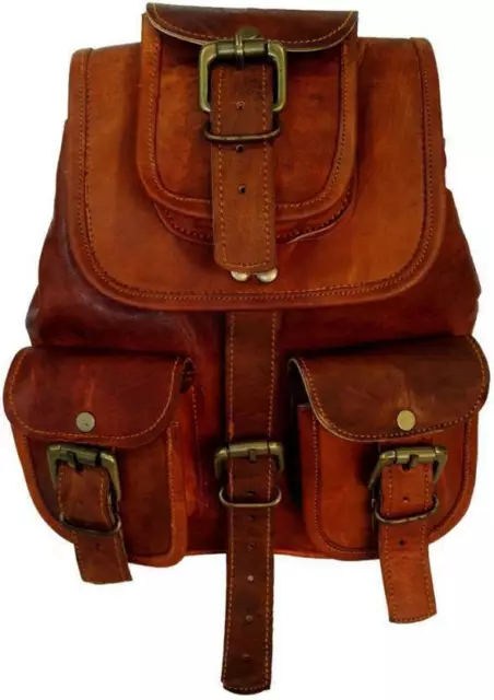 Leather Bag Backpack Travel Pack Handmade Rucksack Genuine Women's Men's large