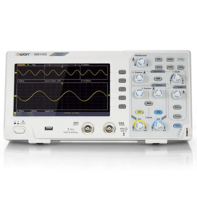 OWON SDS1102 Oscilloscope 2-Channel Digital Oscilloscopes 100MHZ Bandwidth 1G...