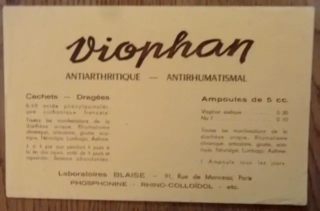 Buvard - Viophan - Médicaments, Pharmacie, Médecine - Labo. Blaise - Paris