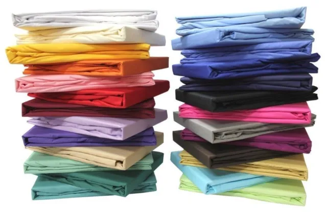 1000 TC Egyptian Cotton Deep Pocket Fitted Sheet+2 PC Pillow King Size&Color