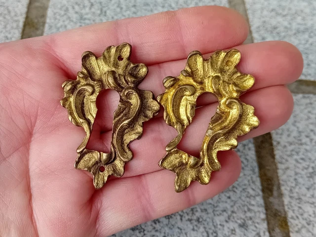 2 Entrées Serrure En Laiton Décor Cygne Style Empire - 3,8 X 6 Cm, Occasion Bon état
