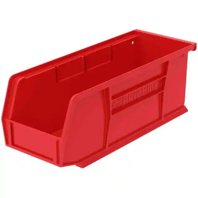 Akro-Mils Shelf Storage Bins Stackable Durable Polymer Plastic Red (24-Pack)