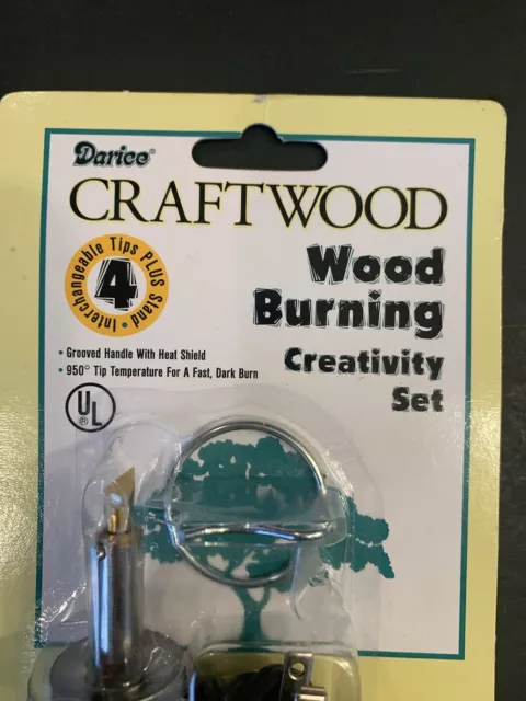 Darice Craftwood Wood Burning Creativity Set with Four Tips & Stand New 2