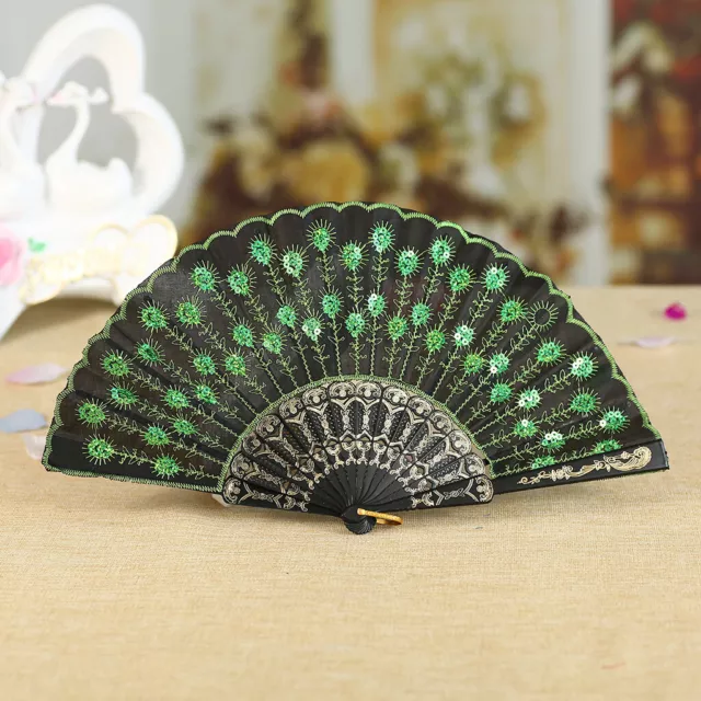 Hand Held Flower Fan Party Folding Lace Chinese Style Dance Plastic Wedding 2