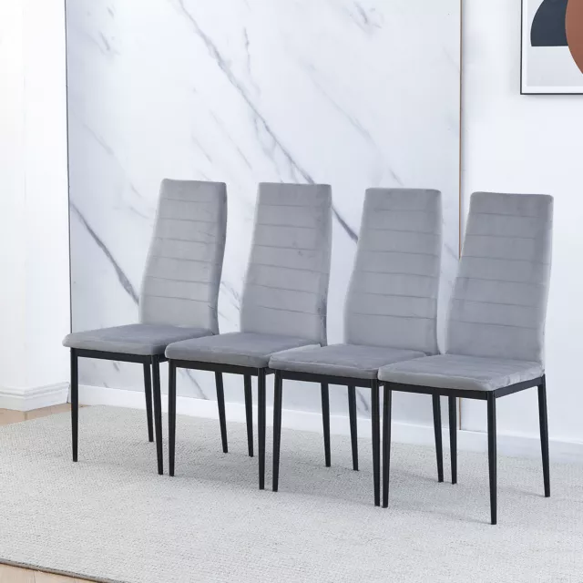 5Pcs Dining Set Square Glass Dining Table+ 2/4 Dining Chairs Home