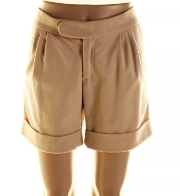 CATHERINE MALANDRINO $299 Camel BEIGE WOOL CUFFED DRESS SHORTS SZ 4 NEW