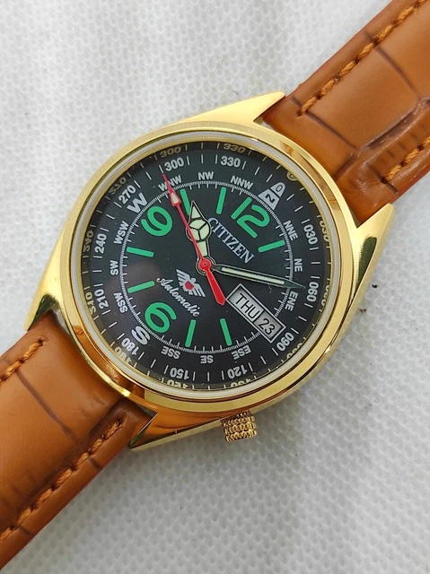 Orologio Da Polso Da Uomo Citizen Automatico Cal-8200 21J Quadrante Nero...