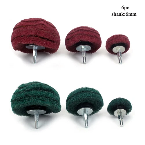 6Pcs Mounted Sanding Mop Polishing Pad Set Buffing Wheel Mushroom Shape F Metal