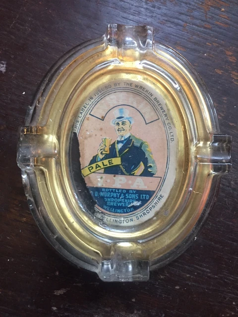 Antique Glass Ashtray The Wrecking Brewery Co. Ltd O D Murphy & Sons , Shropshir
