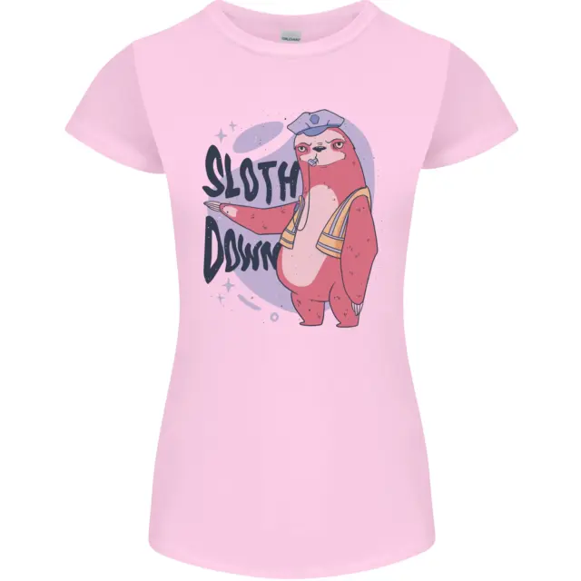 Sloth Down Policeman Divertente T-shirt donna Petite Cut 3