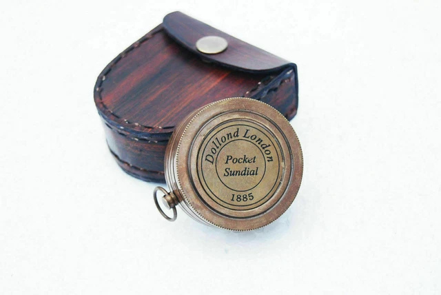 Antik Kompass Mit Gedicht - Messing Taschenkompass Mit Lederetui