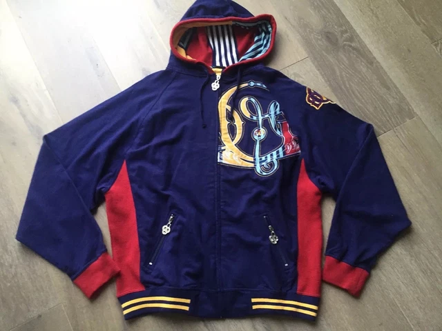 GINO GREEN GLOBAL Hoodie Mens Large embroidered front and back