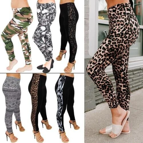 Donna Morbido Elasticizzato Viscosa Lunghezza Intera Sierra Stampato Leggings