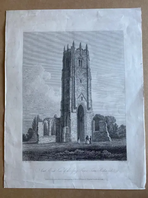 DRUCK (10,5"" x 8,25"" SOUTH EAST VIEW GRAUE FRIARS TOWER RICHMOND 1819