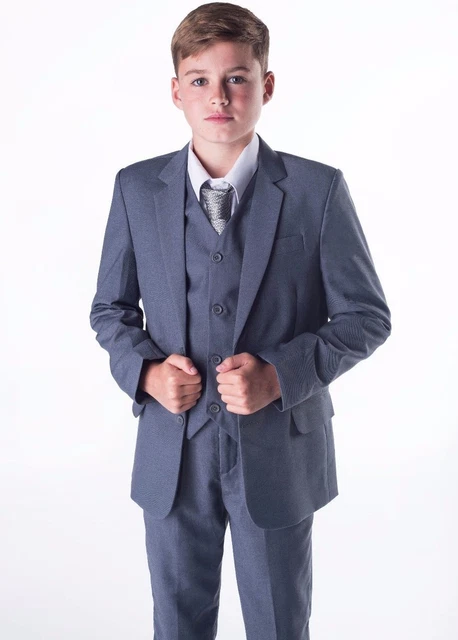 Boys Suits, Grey Boys Wedding Suit, Page Boy Suit, Prom. Formal, Party 5 Piece