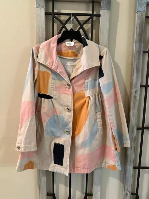 Moglea for Anthropologie Daybreak Trench Peacoat Abstract Painter size 8P