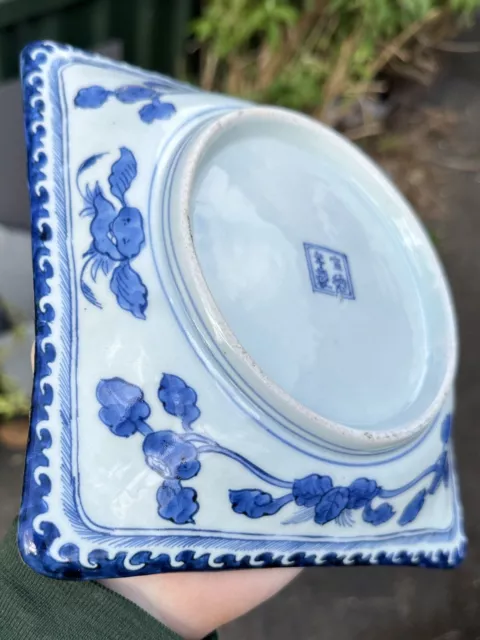 Fine Chinese Blue & White Square Dish Xuande Mark But Late Ming/Kangxi 17th C? 3